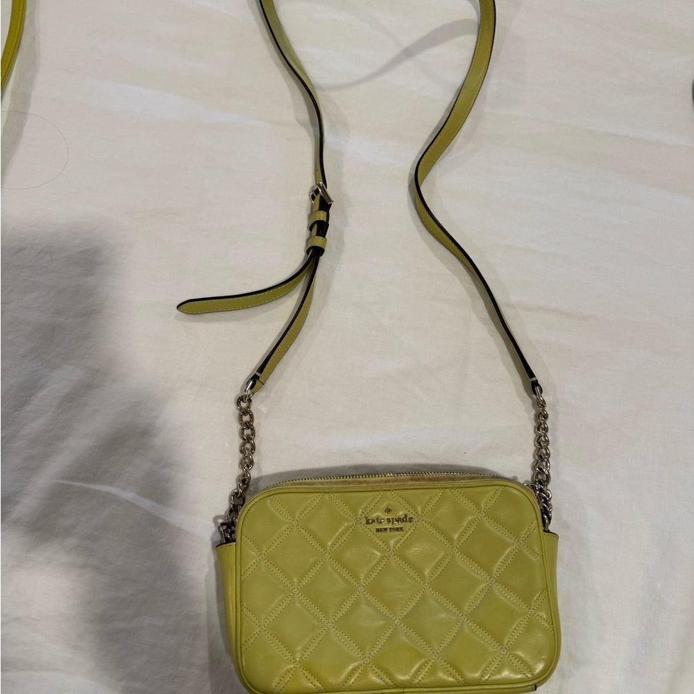 Kate Spade Yellow Quilted Crossbody Bag with Chain Strap